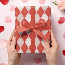 Stijlvol rood en blush roze grote argyle patroon