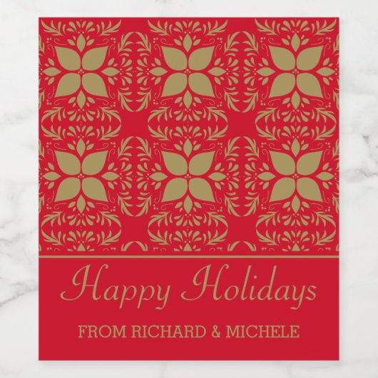 Stijlvol rood en goud wijn etiket (Enkel label)