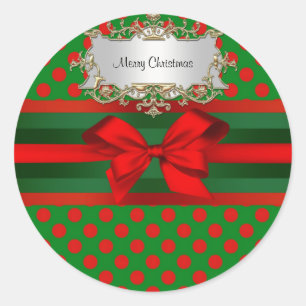 Stijlvol rood en groen gepolijt met kerstmis ronde sticker