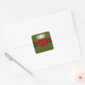 Stijlvol rood en groen gepolijt met kerstmis vierkante sticker (Envelop)