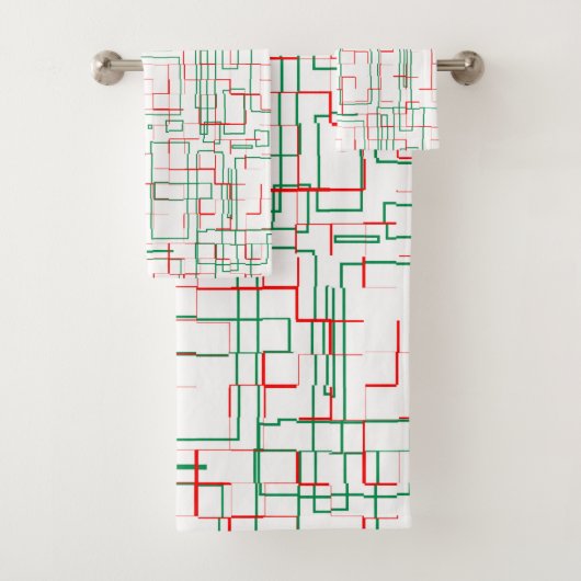 Stijlvol rood en groen patroon bad handdoek (Insitu)