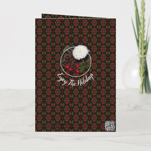 Stijlvol rood en groen patroon feestdagen kaart (Achterkant)