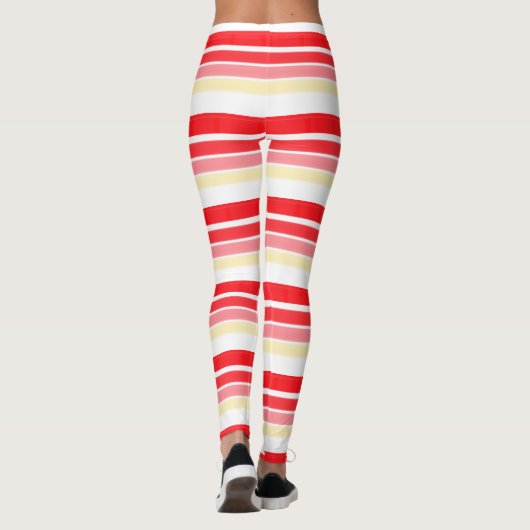 Stijlvol rood- en roze streep-ontwerp leggings (Achterkant)