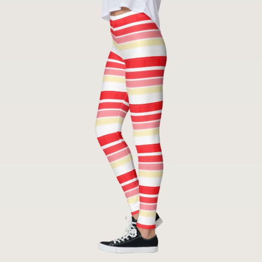 Stijlvol rood- en roze streep-ontwerp leggings (Links)