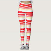 Stijlvol rood- en roze streep-ontwerp leggings (Voorkant)