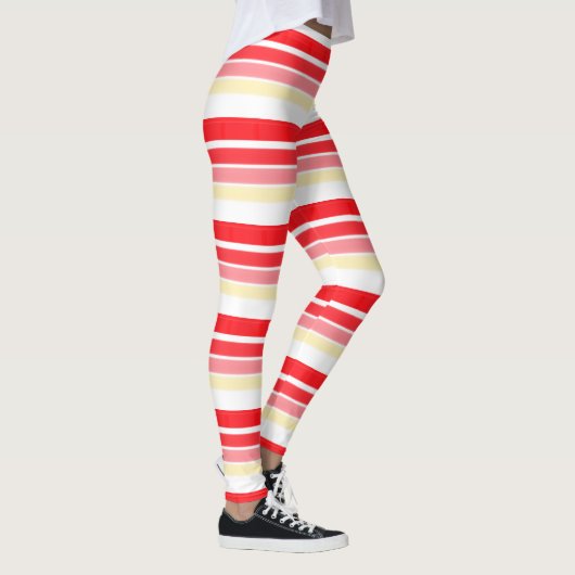 Stijlvol rood- en roze streep-ontwerp leggings (Rechts)