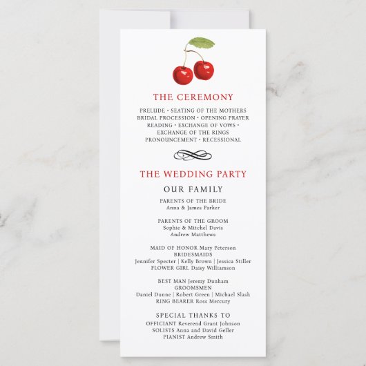 Stijlvol rood en wit foto bruiloft programma (Achterkant)