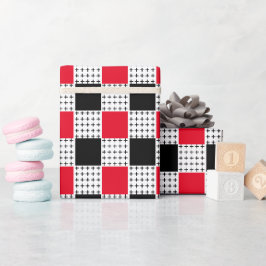Stijlvol rood en zwart, modern gecontroleerd cadeaupapier