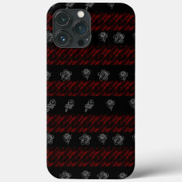 Stijlvol Rood en zwart strepen wit Bloemen patroon Case-Mate iPhone Case