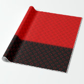 Stijlvol rood- en zwart-witpatroon cadeaupapier (Uitgerold)