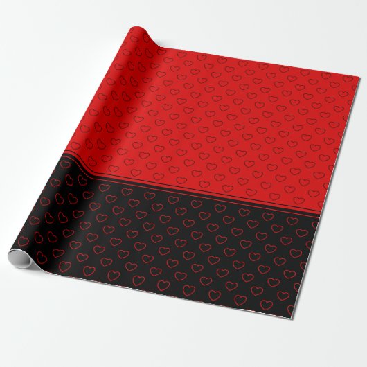 Stijlvol rood- en zwart-witpatroon cadeaupapier (Uitgerold)