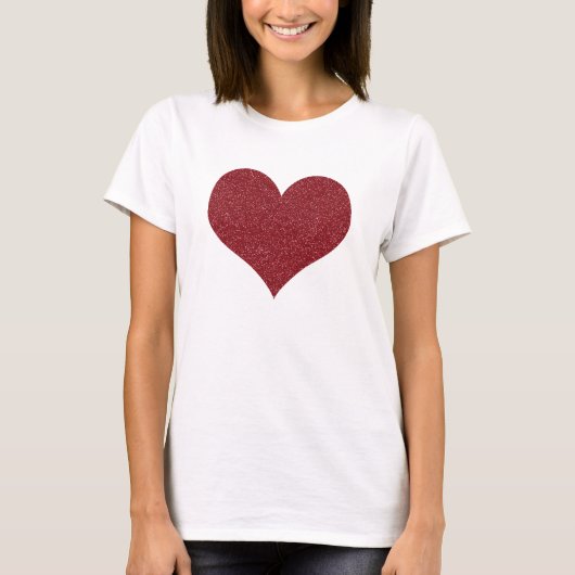 Stijlvol rood faux van Valentijnse glitter T-shirt (Voorkant)