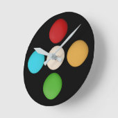 Stijlvol Rood Geel Blauwe Stippen Ronde Klok (Hoek)