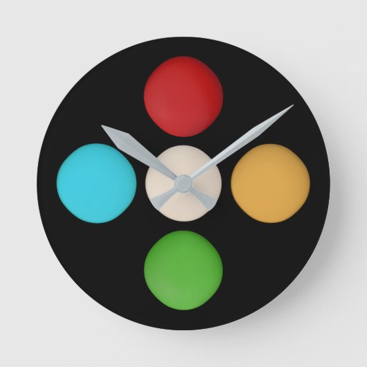 Stijlvol Rood Geel Blauwe Stippen Ronde Klok (Voorkant)