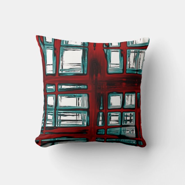 Stijlvol rood geruit patroon kussen (Voorkant)