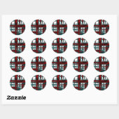 Stijlvol rood geruit patroon ronde sticker (Vel)