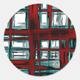 Stijlvol rood geruit patroon ronde sticker