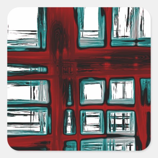 Stijlvol rood geruit patroon vierkante sticker (Voorkant)