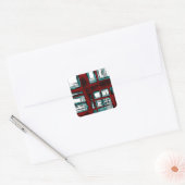 Stijlvol rood geruit patroon vierkante sticker (Envelop)