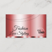 Stijlvol rood glamoureus met Logo en foto stijlvol Visitekaartje (Voorkant)