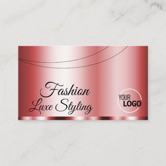 Stijlvol rood glamoureus met Logo en foto stijlvol Visitekaartje (Voorkant)