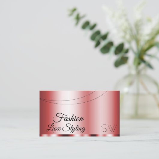 Stijlvol rood glamoureus met Monogram Professional Visitekaartje (Staand voorkant)