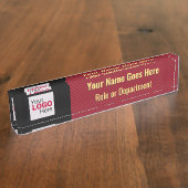 Stijlvol rood, goud en zwart met uw logo/foto naambordje (Zijkant)