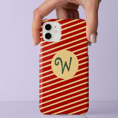 Stijlvol rood goud strepen patroon aangepast monog Case-Mate iPhone case