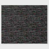 Stijlvol rood grijs hart en strepen patroon cadeaupapier (Vlak)