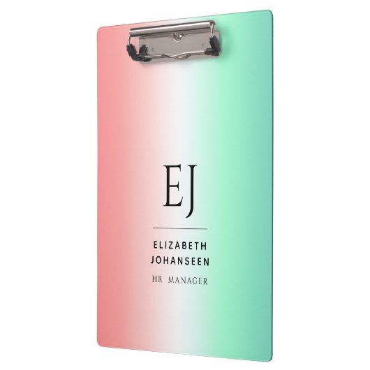 Stijlvol Rood Groen Wit Gradiënt Initiaal Monogram Klembord (Links)