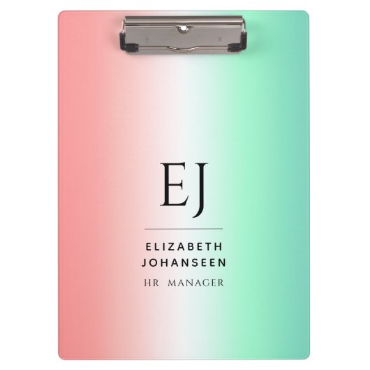 Stijlvol Rood Groen Wit Gradiënt Initiaal Monogram Klembord (Voorkant)