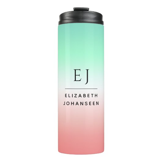 Stijlvol Rood Groen Wit Gradiënt Initiaal Monogram Thermosbeker (Voorkant)