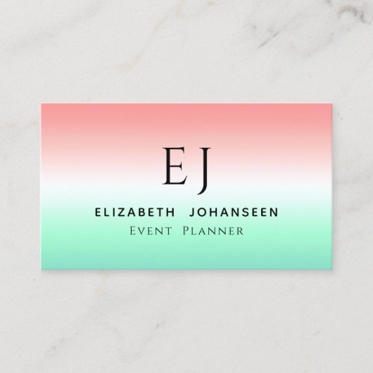 Stijlvol Rood Groen Wit Gradiënt Initiaal Monogram Visitekaartje (Voorkant)