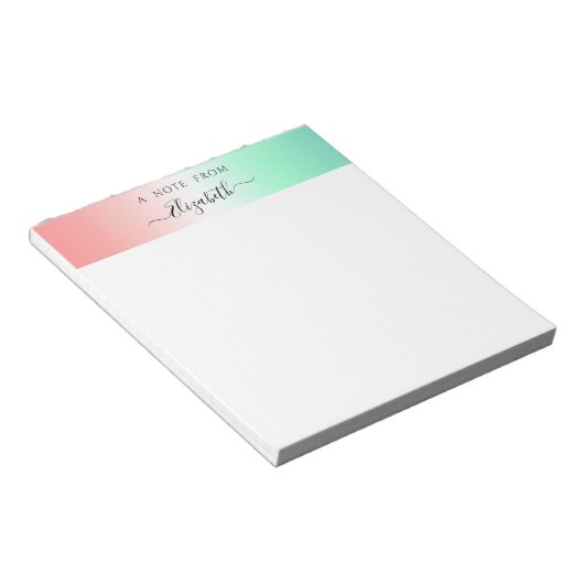 Stijlvol Rood Groen Wit Verloop Zwart Script Naam Notitieblok (Schuin)