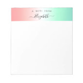 Stijlvol Rood Groen Wit Verloop Zwart Script Naam Notitieblok (Voorkant)