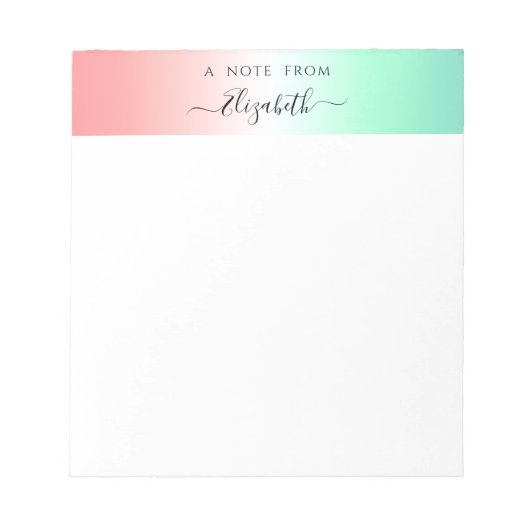 Stijlvol Rood Groen Wit Verloop Zwart Script Naam Notitieblok (Voorkant)