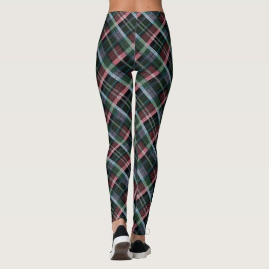 Stijlvol rood groen zwart Tartan Plaid Patterned Leggings (Achterkant)
