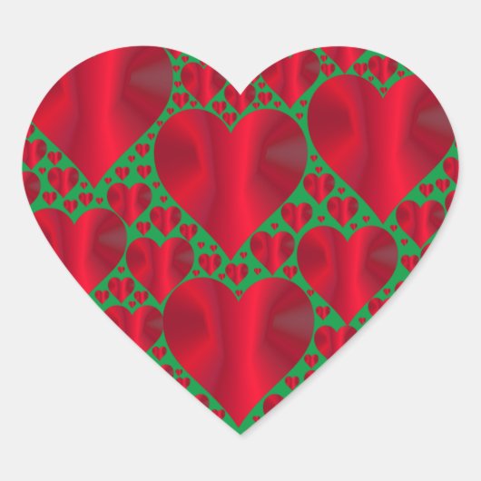 Stijlvol rood hart op groen sticker (Voorkant)