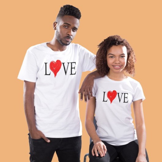 Stijlvol rood hart, romantisch Couple citaat T-shirt