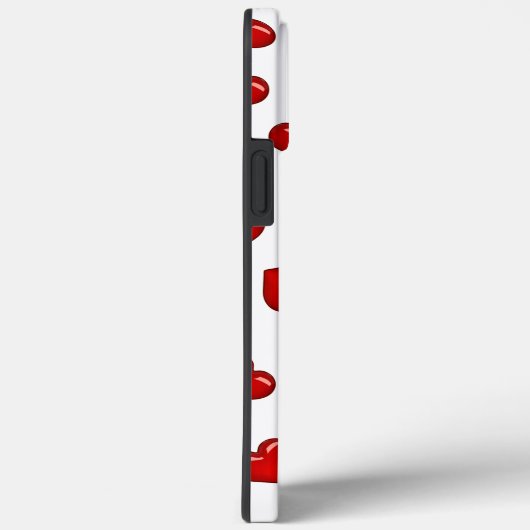 Stijlvol rood hartenpatroon op wit monogram Case-Mate iPhone case (Achterkant / Rechts)