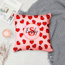 stijlvol rood hartpatroon op blozend roze monogram
