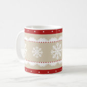 Stijlvol Rood kerstpatroon voor Cream Red Koffiemok (Voorkant links)