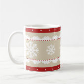 Stijlvol Rood kerstpatroon voor Cream Red Koffiemok (Links)