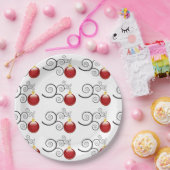 Stijlvol rood kerstsierpatroon papieren bordje (Feest)