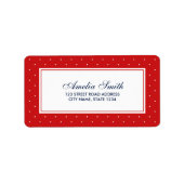Stijlvol Rood met klassiek wit poladoadres Etiket (Voorkant)