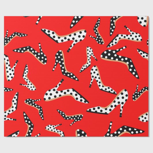 Stijlvol rood met zwart en wit hoog cadeaupapier (Vlak)