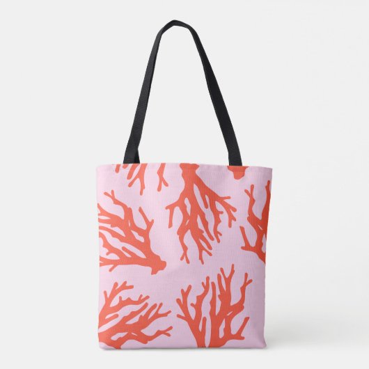 Stijlvol rood roze koraal patroon tote bag (Achterkant)