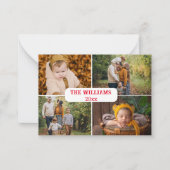 stijlvol rood schrift 4 foto's vakantie collage notitiekaartje (Voorkant)