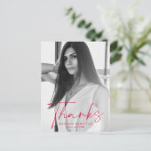 Stijlvol rood script foto Afstuderen dank u Briefkaart (Staand voorkant)