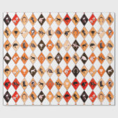 Stijlvol rood Sinaasappel ruiterdiamantpatroon Cadeaupapier (Vlak)